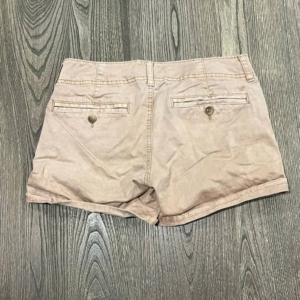 American Eagle Outfitters Womens Shortie Shorts Stretch Mid Rise Khaki Size 4